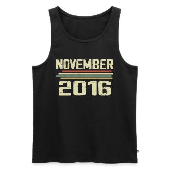 Millésime Novembre 2016 Millésime Rétro Novembre 2016 - Débardeur bio Premium Homme - noir - Devant - AI Model Male 178 light (178cm)