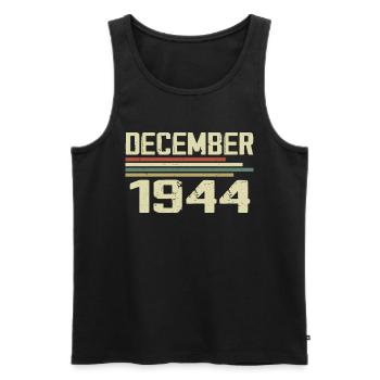 Décembre 1944 Vintage Vintage Rétro Anniversaire - Débardeur bio Premium Homme - noir - Devant - AI Model Male 178 light (178cm)
