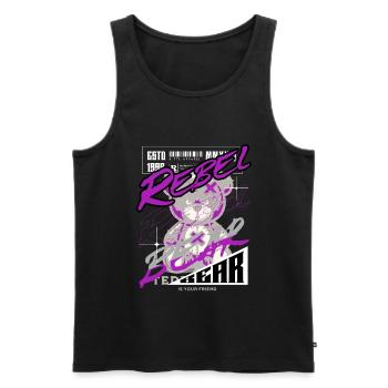 Rebel Bear Streetwear Shirt Graffiti Teddy Bär - Männer Premium Bio Tank Top - Schwarz - Vorne - AI Model Male 178 light (178cm)