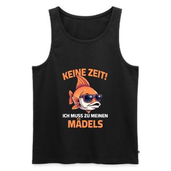 Keine Zeit ich muss zu meinen Mädels Spruch Fisch - Männer Premium Bio Tank Top - Schwarz - Vorne - Michal (187cm)