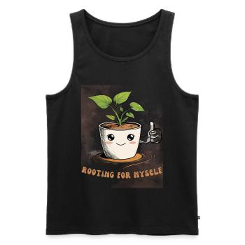 Self-love with humor &amp; plant power - Men's Premium Organic Tank Top - black - Front - AI Model Male 178 light (178cm)
