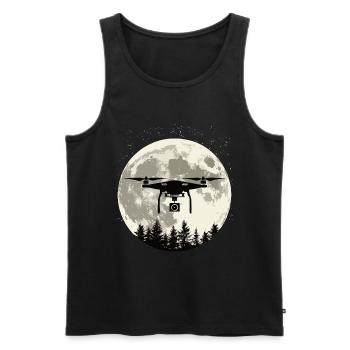 Drone Pleine Lune - Débardeur bio Premium Homme - noir - Devant - AI Model Male 178 light (178cm)