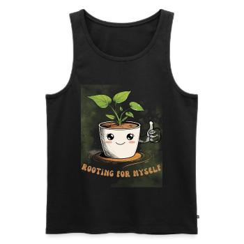 Mignon pot de fleurs avec breloque - Débardeur bio Premium Homme - noir - Devant - AI Model Male 178 light (178cm)