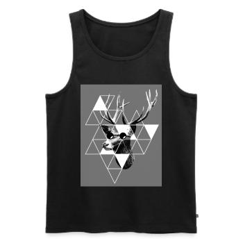 Tête de cerf - Cerf - Hipster - Débardeur bio Premium Homme - noir - Devant - Michal (187cm)