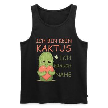 Kaktus mit Herz – Nähe statt Stacheln - Männer Premium Bio Tank Top - Schwarz - Vorne - AI Model Male 178 light (178cm)