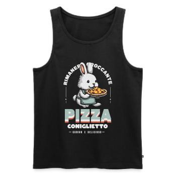 Häschen Pizza - Männer Premium Bio Tank Top - Schwarz - Vorne - AI Model Male 178 light (178cm)