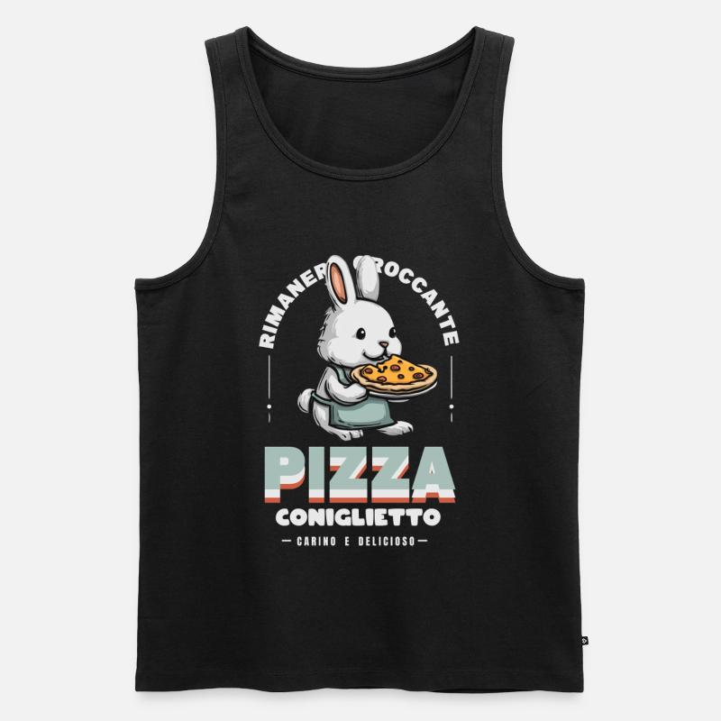 Häschen Pizza - Männer Premium Bio Tank Top - Schwarz
