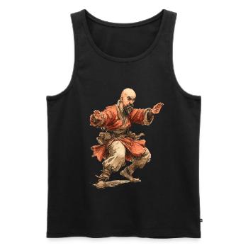 Kungfu Monk - Men's Premium Organic Tank Top - black - Front - AI Model Male 178 light (178cm)