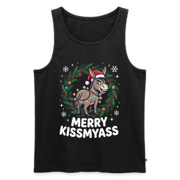 Merry KissMyAss Esel Pyjama Sarkastisch Xmas Lusti - Männer Premium Bio Tank Top - Schwarz - Vorne - Michal (187cm)