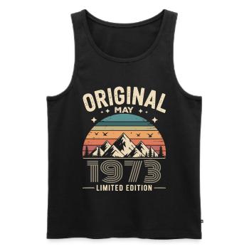 May 1973 – Legend of the Peaks and Mountains - Men's Premium Organic Tank Top - black - Front - Michal (187cm)