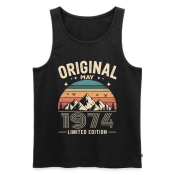 May 1974 – Legend of the Peaks and Mountains - Men's Premium Organic Tank Top - black - Front - Michal (187cm)
