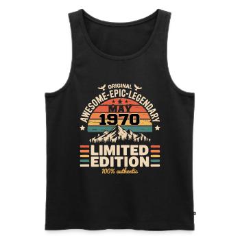 May 1970 - May 1970 - Men's Premium Organic Tank Top - black - Front - Michal (187cm)