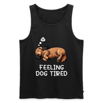 Feeling Dog Tired Long Hair Dachshund Dachshund Dachshund - Men's Premium Organic Tank Top - black - Front - AI Model Male 178 light (178cm)