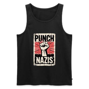 Fist Against Nazis Poster - Men's Premium Organic Tank Top - black - Front - AI Model Male 178 light (178cm)