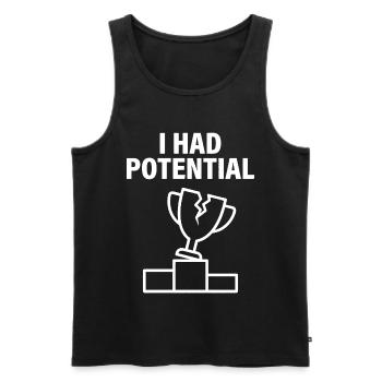 Ich hatte Potenzial für sarkastischen Humor - Männer Premium Bio Tank Top - Schwarz - Vorne - AI Model Male 178 light (178cm)