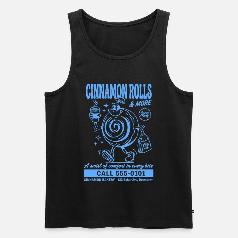 Retro Cinnamon Roll Bakery - Männer Premium Bio Tank Top - Schwarz