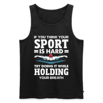 Lustige Schwimmer Sprüche & Schwimmverein Design - Männer Premium Bio Tank Top - Schwarz - Vorne - Michal (187cm)