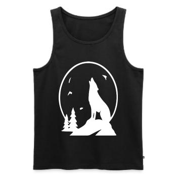 Silhouette de la Lune de la Nuit du Loup - Débardeur bio Premium Homme - noir - Devant - Michal (187cm)