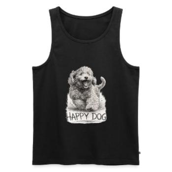 Happy Dog Hand Drawn Pencil Sketch - Men's Premium Organic Tank Top - black - Front - Michal (187cm)