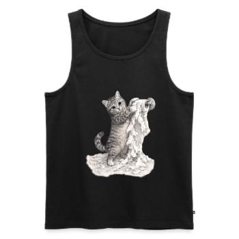 Caught in the Act – Mischievous Cat - Men's Premium Organic Tank Top - black - Front - Michal (187cm)