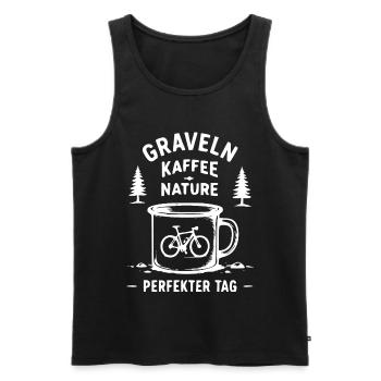 Gravel Kaffee Natur Fahrrad-Tasse - Männer Premium Bio Tank Top - Schwarz - Vorne - Michal (187cm)