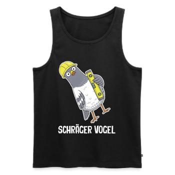 Schräger Vogel – Taube mit Wasserwaage - Männer Premium Bio Tank Top - Schwarz - Vorne - Michal (187cm)