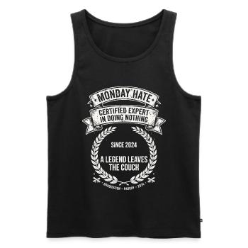 Monday Hate Certified Expert - Männer Premium Bio Tank Top - Schwarz - Vorne - Michal (187cm)