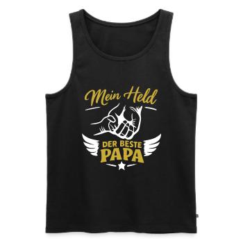 Mein Held Der Beste Papa - Männer Premium Bio Tank Top - Schwarz - Vorne - Michal (187cm)