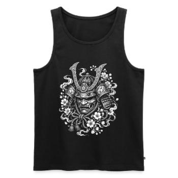 Casque de samouraï Kabuto dans le style tatoué japonais - Débardeur bio Premium Homme - noir - Devant - Michal (187cm)