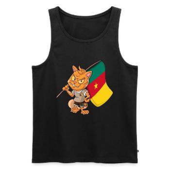 Kamerun Fan Katze - Männer Premium Bio Tank Top - Schwarz - Vorne - AI Model Male 178 light (178cm)