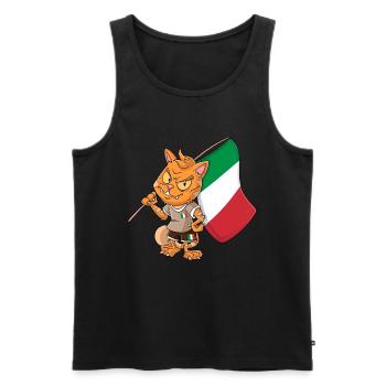 Italien Fan Katze - Männer Premium Bio Tank Top - Schwarz - Vorne - Michal (187cm)