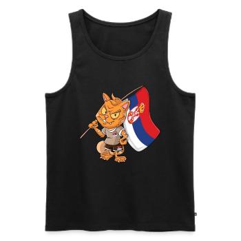 Serbien Fan Katze - Männer Premium Bio Tank Top - Schwarz - Vorne - Michal (187cm)