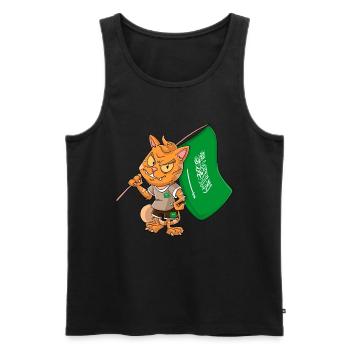 Arabie saoudite Fan Cat - Débardeur bio Premium Homme - noir - Devant - AI Model Male 178 light (178cm)