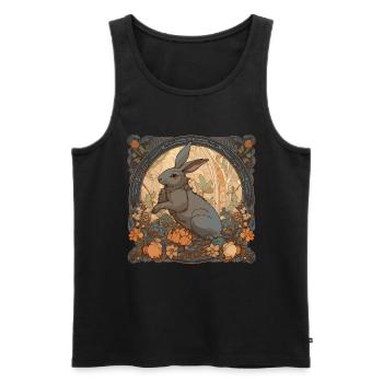 Rabbit Bunny Historische Kunst - Männer Premium Bio Tank Top - Schwarz - Vorne - AI Model Male 178 light (178cm)