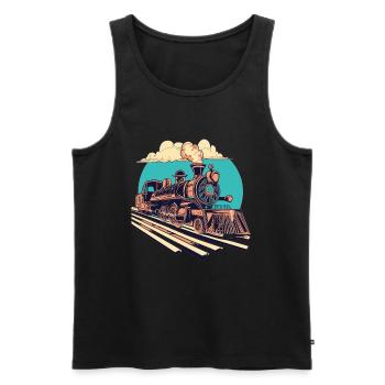 Bahnhof - Männer Premium Bio Tank Top - Schwarz - Vorne - Michal (187cm)