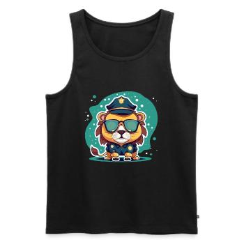 Cooler Löwe Polizei Sonnenbrille Geschenk - Männer Premium Bio Tank Top - Schwarz - Vorne - AI Model Male 178 light (178cm)
