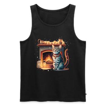 Katze Kamin Weihnachten Geschenk - Männer Premium Bio Tank Top - Schwarz - Vorne - Michal (187cm)