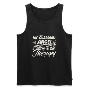 Mein Schutzengel Ist In Therapie - Männer Premium Bio Tank Top - Schwarz - Vorne - Michal (187cm)