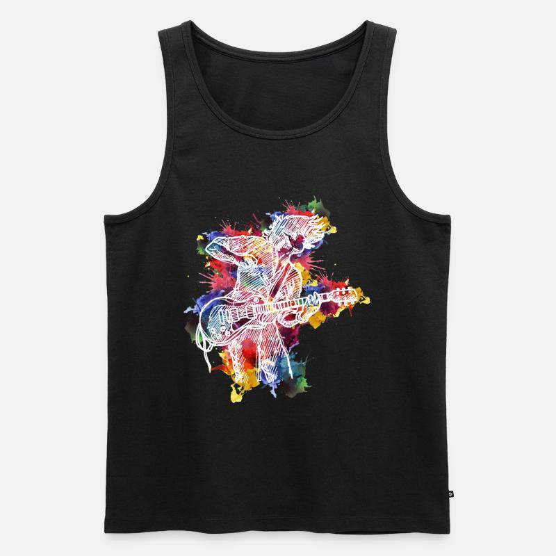 Gitarren-Evolution-Aquarell-Design für - Männer Premium Bio Tank Top - Schwarz
