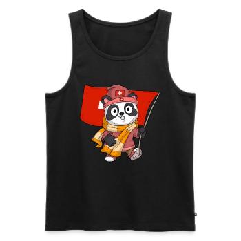Switzerland Pandas Fan - Men's Premium Organic Tank Top - black - Front - AI Model Male 178 light (178cm)