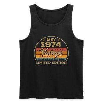 May Gift May 1974 Jubilee May 1974 May 1974 - Men's Premium Organic Tank Top - black - Front - AI Model Male 178 light (178cm)