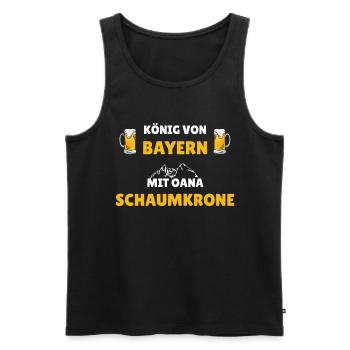 König von Bayern - Bavaria Spruch mit Bier Motiv - Männer Premium Bio Tank Top - Schwarz - Vorne - AI Model Male 178 light (178cm)
