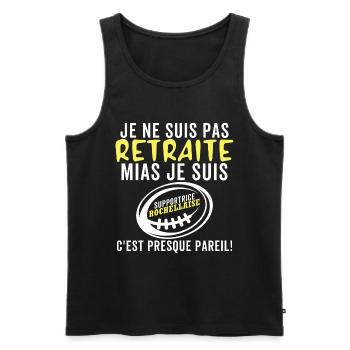 Rugby La Rochelle 2 Etoiles Rochelais Rugbyman - Débardeur bio Premium Homme - noir - Devant - Michal (187cm)