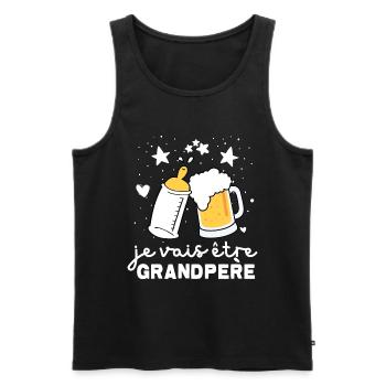 grossesse humour Grand Père Cadeau Futur Papy 2024 - Débardeur bio Premium Homme - noir - Devant - AI Model Male 178 light (178cm)