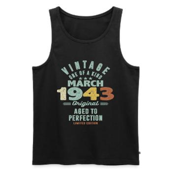 März 1943 - 80 Jahre alt - 80. Geburtstag - Männer Premium Bio Tank Top - Schwarz - Vorne - AI Model Male 178 light (178cm)