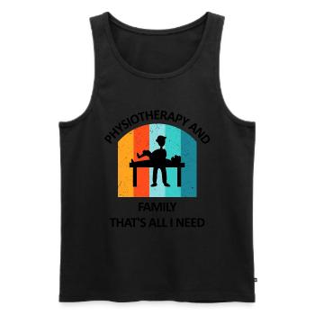 Physiotherapist Humorous Gift Saying Funny - Men's Premium Organic Tank Top - black - Front - AI Model Male 178 light (178cm)
