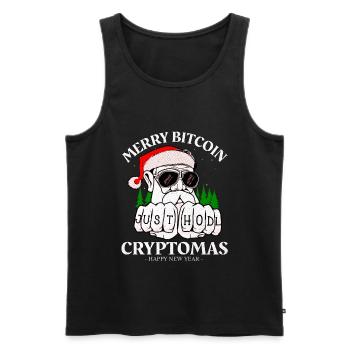 BITCOIN CHRISTMAS MERRY CRYPTOMAS JUST HODL IT - Men's Premium Organic Tank Top - black - Front - AI Model Male 178 light (178cm)