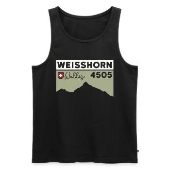Ascension du guide de haute montagne du Weisshorn Valais - Débardeur bio Premium Homme - noir - Devant - AI Model Male 178 light (178cm)
