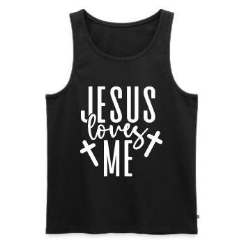 Jésus Dieu Bible Église Foi chrétienne Croire - Débardeur bio Premium Homme - noir - Devant - Michal (187cm)
