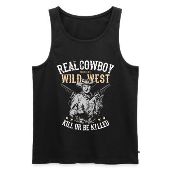 cow-boy - Débardeur bio Premium Homme - noir - Devant - Michal (187cm)